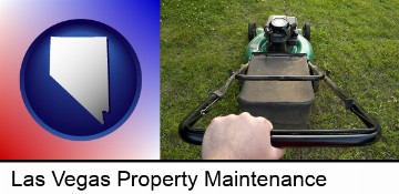 using a power lawn mower to maintain the appearance of a lawn in Las Vegas, NV