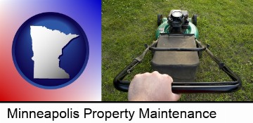 using a power lawn mower to maintain the appearance of a lawn in Minneapolis, MN